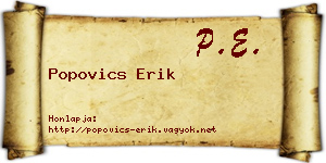 Popovics Erik névjegykártya